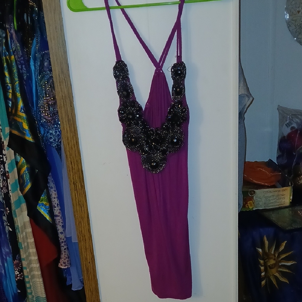 Elegant Purple Beaded Dress